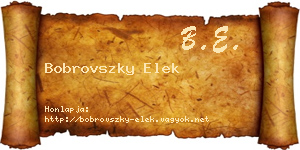 Bobrovszky Elek névjegykártya